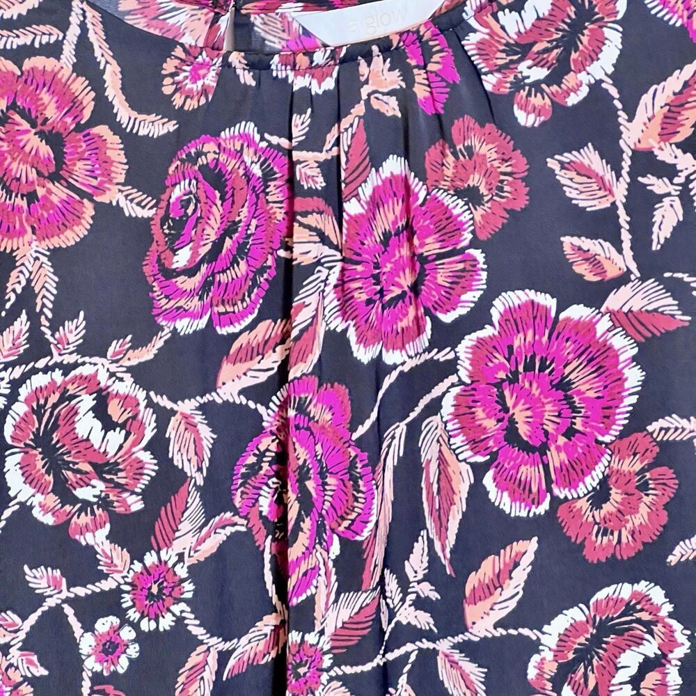 a:glow Floral Maternity Top Size M Black And Rose Long Boho Sleeves Lightweight - Picture 6 of 9